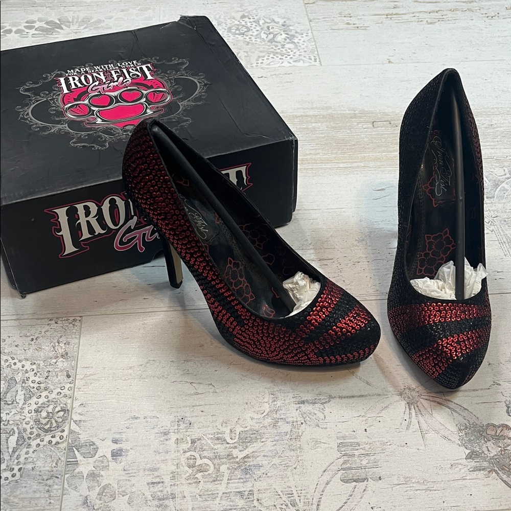 Rare Iron Fist The Sun Will Rise Japan Relief Platform Heels Size 8